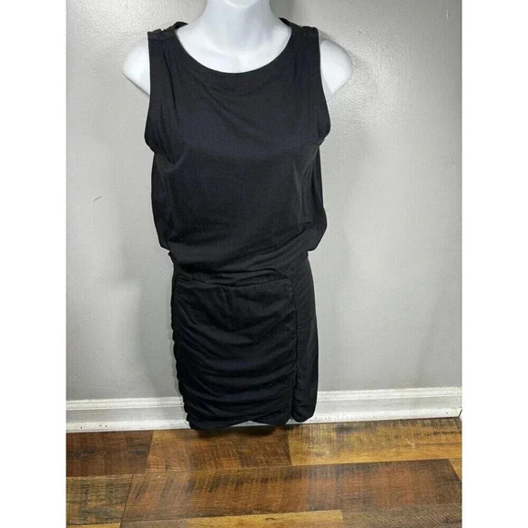 Athleta Women’s Westwood Tulip Black Jersey Knit Ruched Cotton Tank Dress XS - Picture 1 of 6